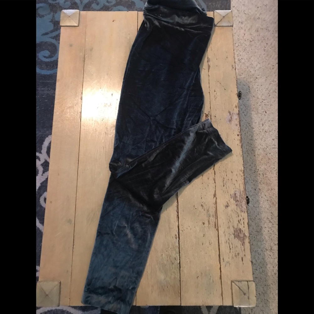 XL dark green crushed velvet leggings - LOFT